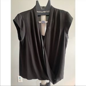 Short sleeve faux wrap blouse